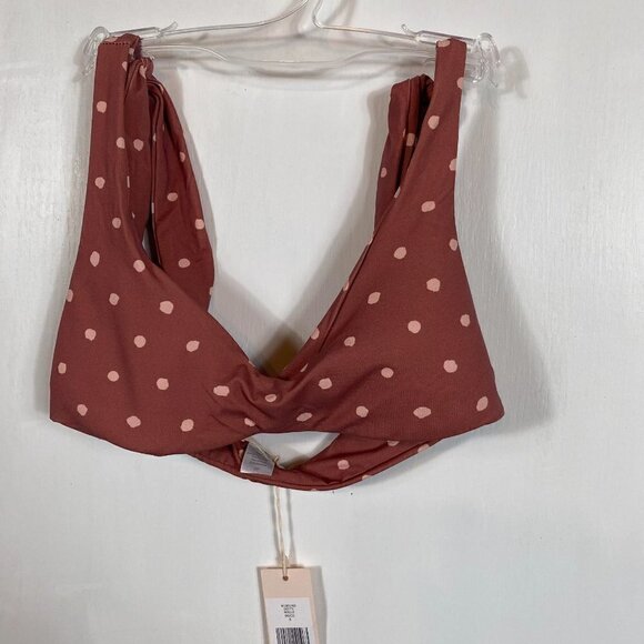 Eberjey Mauve Pink Polka Dot Bikini Top | Adjustable Tie Straps | Size Small NWT - Picture 4 of 8